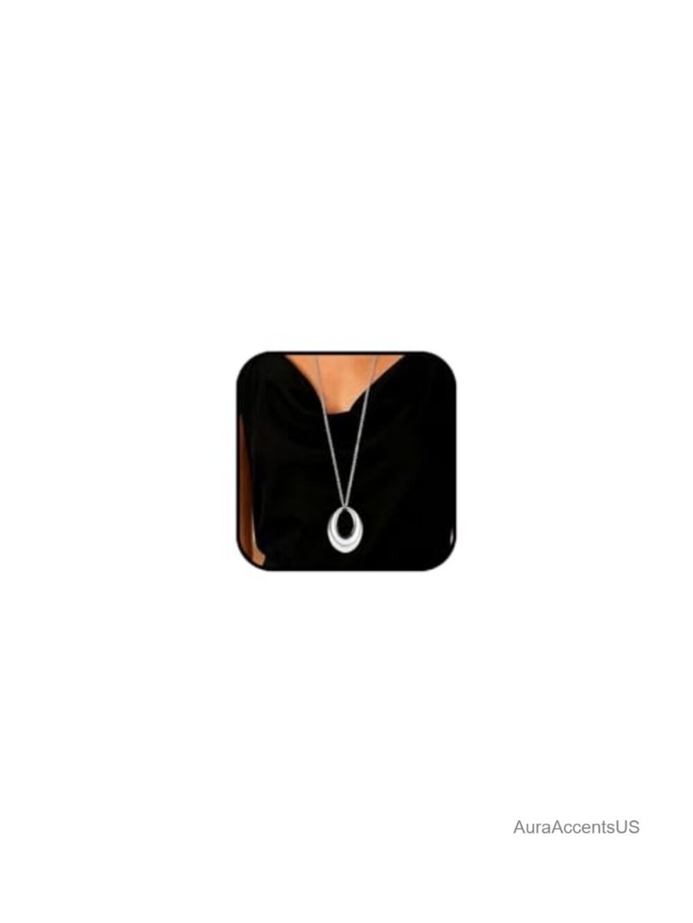 Chunky Statement Pendant Necklace Large Oval Circle Extra Long Fashion Jewelry